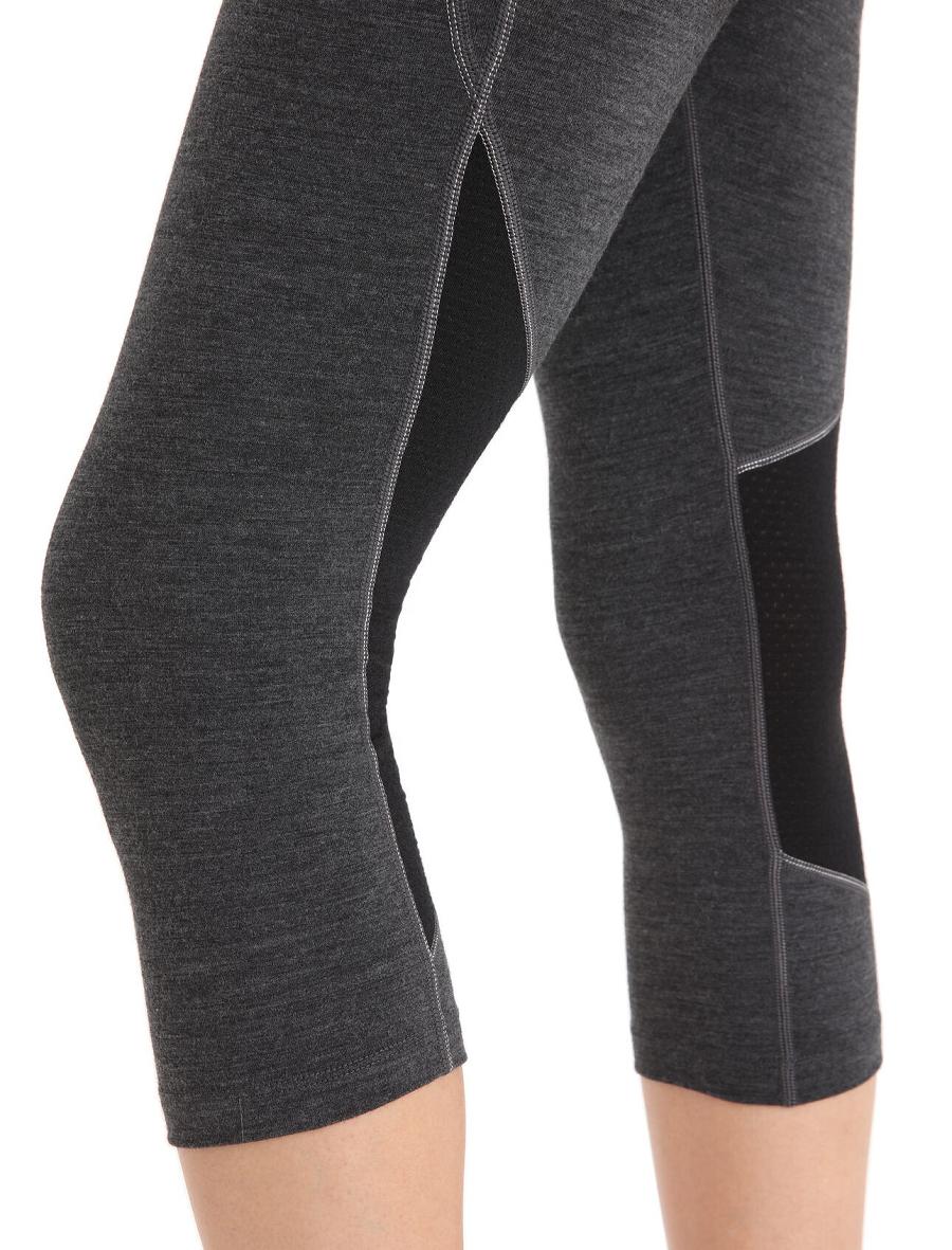 Women's Icebreaker BodyfitZone™ Merino 260 Zone 3/4 Thermal Leggings Base Layers Jet Heather / Black | CA 1079EBCX